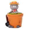 Cartoon Mini Farmer Cat Resin Flowerpot Table Decorations