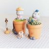 Cartoon Mini Farmer Cat Resin Flowerpot Table Decorations