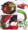 "Christmas Wreath Hang Garland with Santa Claus Snowman Ornaments Christmas Decor (12.9""x12.5"")#21"
