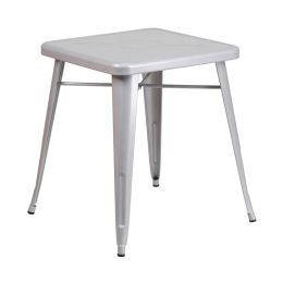 Flash Furniture 24'' Square Silver Metal Indoor Outdoor Table CH-31330-29-SIL-GG