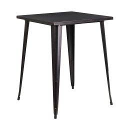 Flash Furniture Home Indoor 31.5'' Square Bar Height Black-Antique Gold Metal Indoor-Outdoor Table